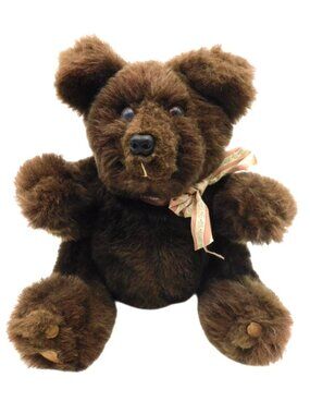 Vintage 13" Jointed Brown Teddy Bear Plush Poseable Classic Stuffed Animal